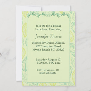 Green Leaf Bridal Luncheon Invitation Kaart