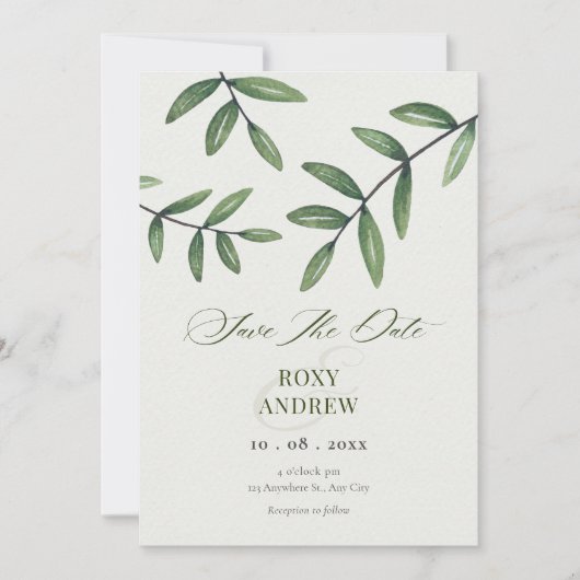 Green Leaf bruiloft Kaart (Voorkant)