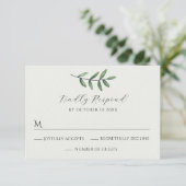 Green Leaf bruiloft RSVP Kaartje (Staand voorkant)