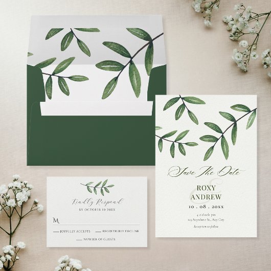 Green Leaf bruiloft RSVP Kaartje