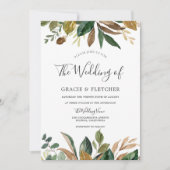 Green Leaf Burgundy Autumn Fall Leaves Wedding Kaart (Voorkant)