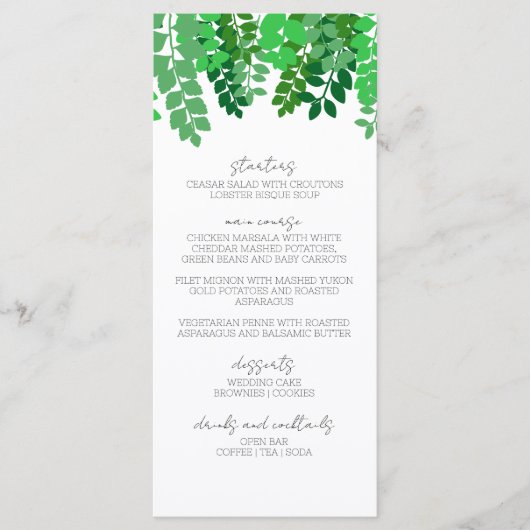 Green Leaf Canopy Wedding Menu (Voorkant)