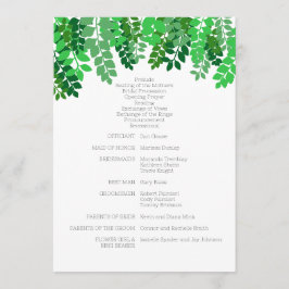Green Leaf Canopy Wedding Programmakaart
