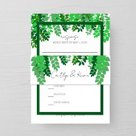 Green Leaf Canopy Wedding Uitnodigingen Wikkel