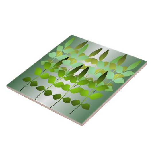 Green Leaf Ceramic Tile Tegeltje (Zijkant)