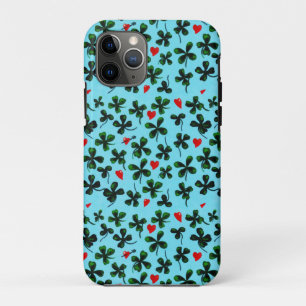 Green Leaf Clover Love Heart Waterverf Case-Mate iPhone Case