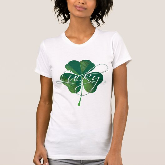 Green Leaf Clover Lucky St. Patrick's Day T-shirt (Voorkant)