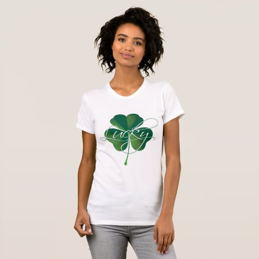 Green Leaf Clover Lucky St. Patrick's Day T-shirt (Voorkant volledig)