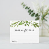 Green Leaf Date Night Ideas Kaarten, rustiek groen Briefkaart (Staand voorkant)