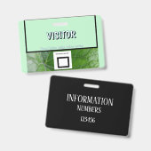 Green Leaf Detail Aangepaste Naam Afbeelding Bezoe Badge (Voor- en achterkant)