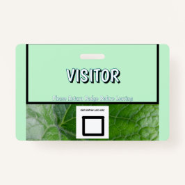 Green Leaf Detail Aangepaste Naam Afbeelding Bezoe Badge