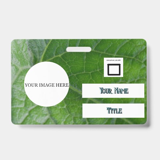Green Leaf Detail Aangepaste Naam Afbeelding Medew Badge (Voorzijde)