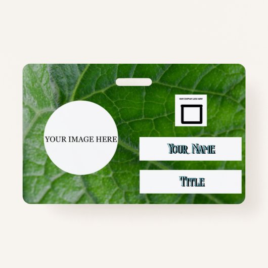 Green Leaf Detail Aangepaste Naam Afbeelding Medew Badge (Voorkant)