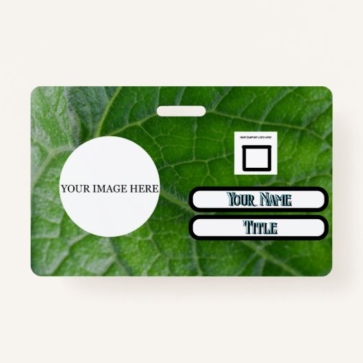 Green Leaf Detail Aangepaste Naam Afbeelding Medew Badge (Voorkant)