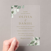 Green Leaf Elegance Moderne bruiloft Acryl Uitnodigingen (Insitu (Draagbaar))