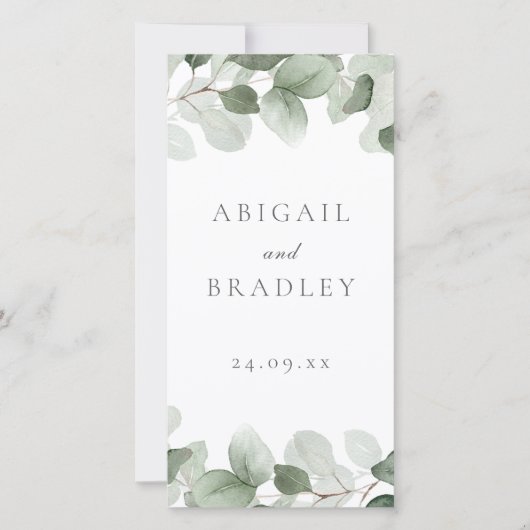 Green Leaf Elegant Modern Wedding Ceremony Program (Voorkant)