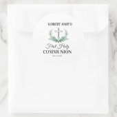 Green leaf first communion  ronde sticker (Tas)