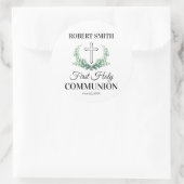 Green leaf first communion  ronde sticker (Tas)