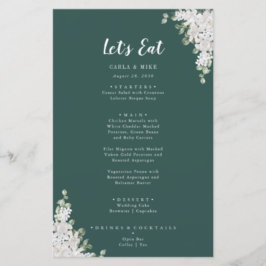Green Leaf Floral Bedankt en huwelijksmenu (Voorkant)