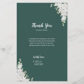 Green Leaf Floral Bedankt en huwelijksmenu Flyer (Achterkant)