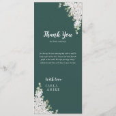 Green Leaf Floral Bedankt en huwelijksmenu Programmakaart (Achterkant)