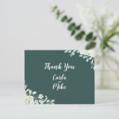 Green Leaf Floral Flat Wedding Bedankt Card (Staand voorkant)