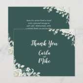 Green Leaf Floral Flat Wedding Bedankt Card (Voorkant / Achterkant)