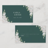Green Leaf Floral Flat Wedding Place Card Plaatskaartje (Voorkant / Achterkant)