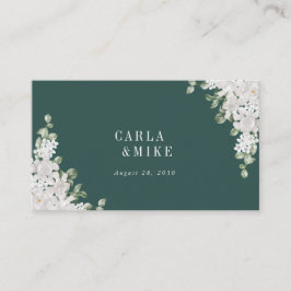 Green Leaf Floral Flat Wedding Place Card Plaatskaartje