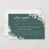 Green Leaf Floral Menu Choice RSVP Card (Voorkant)