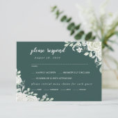 Green Leaf Floral Menu Choice RSVP Card (Staand voorkant)