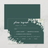 Green Leaf Floral Menu Choice RSVP Card (Voorkant / Achterkant)