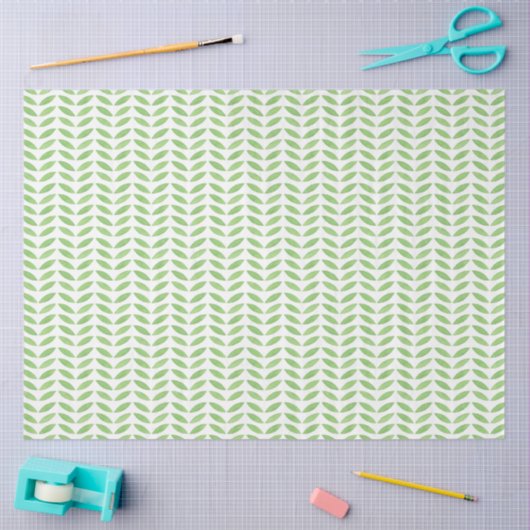Green Leaf Floral Pattern Tissuepapier (Craft)