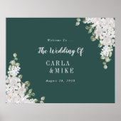 Green Leaf Floral Printable Wedding Welkom Poster (Voorkant)