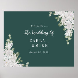 Green Leaf Floral Printable Wedding Welkom Poster