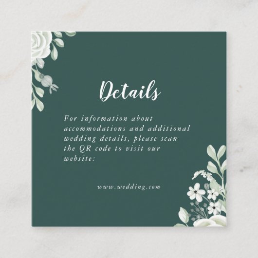 Green Leaf Floral QR Code Details Informatiekaartje (Voorkant)