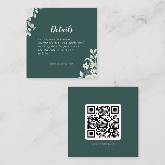 Green Leaf Floral QR Code Details Informatiekaartje (Voorkant / Achterkant)