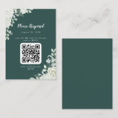 Green Leaf Floral QR Code RSVP Informatiekaartje (Voorkant / Achterkant)
