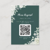 Green Leaf Floral QR Code RSVP Informatiekaartje (Voorkant)