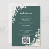 Green Leaf Floral QR Codes Huwelijksuitnodigingen Kaart (Achterkant)