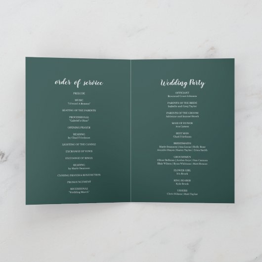 Green Leaf Floral Wedding Programma (Binnen)