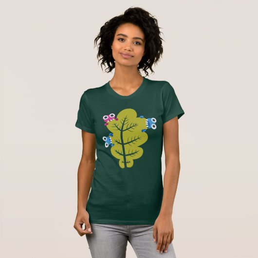 Green Leaf Funny Cartoon Bugs T-shirt (Voorkant volledig)