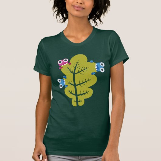 Green Leaf Funny Cartoon Bugs T-shirt (Voorkant)