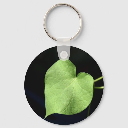 Green Leaf Heart Photo Basic Button Keaychain Sleutelhanger (Voorkant)