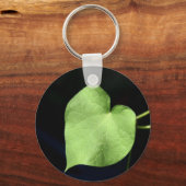 Green Leaf Heart Photo Basic Button Keaychain Sleutelhanger (Voorkant)