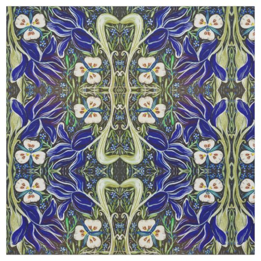 Green Leaf Iris Fabric Stof (Swatch)