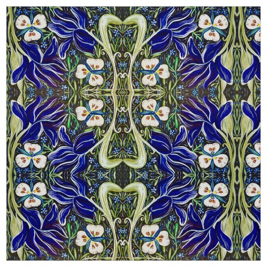 Green Leaf Iris Fabric Stof (Swatch)