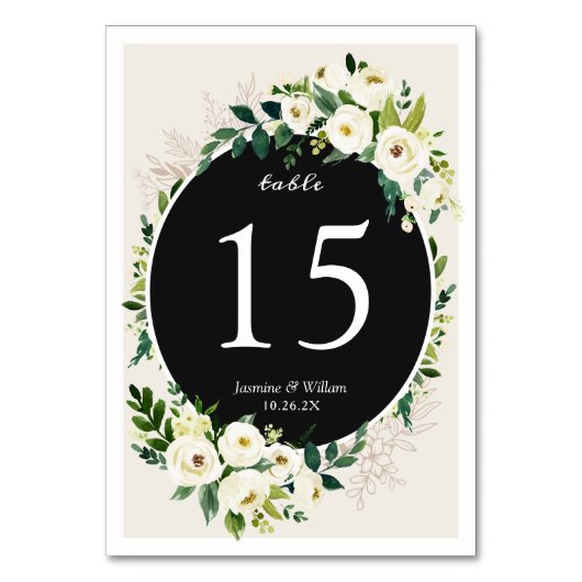 Green Leaf Ivory White Rose Bloemen Huwelijk Kaart (Voorkant)