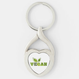 Green Leaf Lines Vegan Design Sleutelhanger