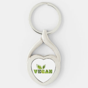 Green Leaf Lines Vegan Design Sleutelhanger